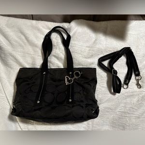 Coach- Black Handbag- with detachable strap.